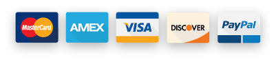 Payment Types: MasterCard, AMEX, Discover, PayPal